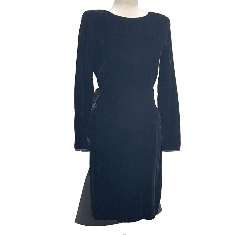 Vintage Victor Costa For Neiman Marcus Velvet Bow Black Dress Size 6